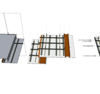 轻钢卡齿龙骨吊顶SU模型下载_sketchup草图大师SKP模型