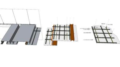 轻钢卡齿龙骨吊顶SU模型下载_sketchup草图大师SKP模型