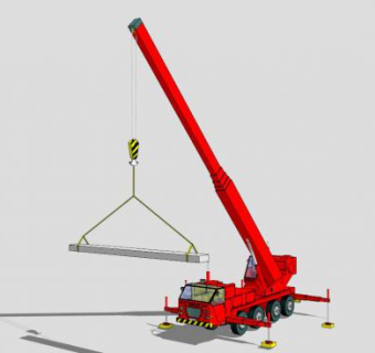 工程车红色大型吊车SU模型下载_sketchup草图大师SKP模型