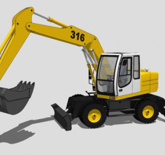 工程车挖掘机SU模型下载_sketchup草图大师SKP模型