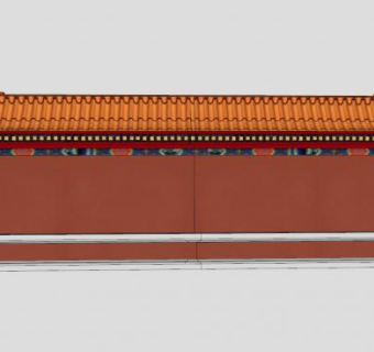 皇宫深宫城墙红砖墙围墙SU模型下载_sketchup草图大师SKP模型