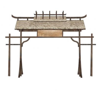 古装戏村口门楼SU模型下载_sketchup草图大师SKP模型