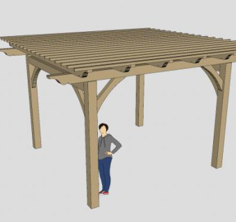 防腐木木制花架SU模型下载_sketchup草图大师SKP模型