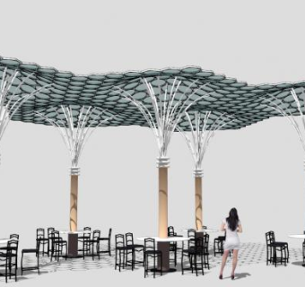 欧式蜂巢廊架SU模型下载_sketchup草图大师SKP模型