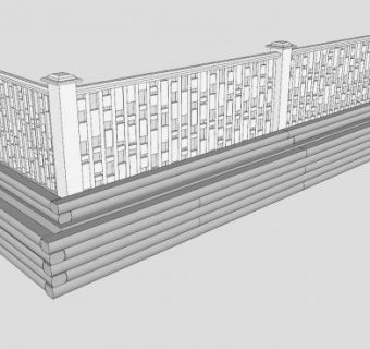 石护栏栏杆SU模型下载_sketchup草图大师SKP模型