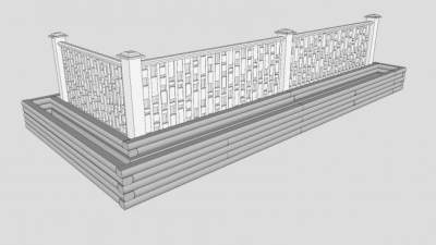 石护栏栏杆SU模型下载_sketchup草图大师SKP模型