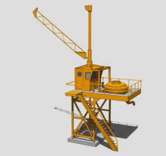 工程车辆黄色起重机SU模型下载_sketchup草图大师SKP模型