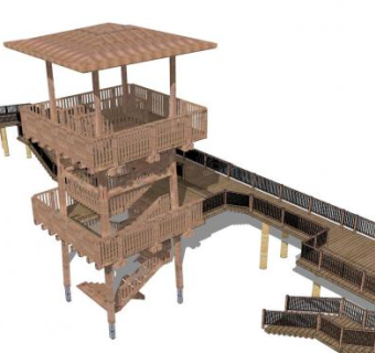 滨水湿地木栈道SU模型下载_sketchup草图大师SKP模型