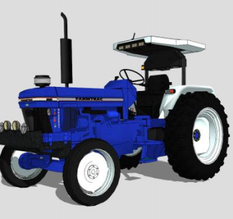 工程车辆蓝色拖拉机SU模型下载_sketchup草图大师SKP模型
