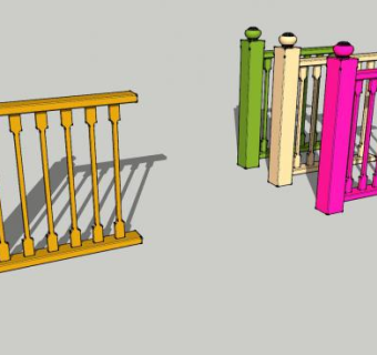 木制扶手SU模型下载_sketchup草图大师SKP模型