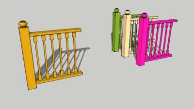 木制扶手SU模型下载_sketchup草图大师SKP模型