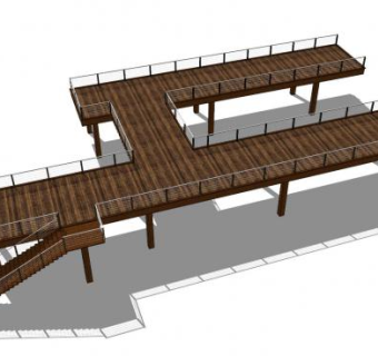 滨水栈道SU模型下载_sketchup草图大师SKP模型