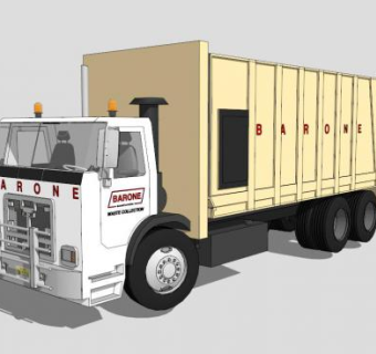 工程车辆米色垃圾车SU模型下载_sketchup草图大师SKP模型