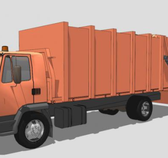 工程车辆西瓜红垃圾车SU模型下载_sketchup草图大师SKP模型
