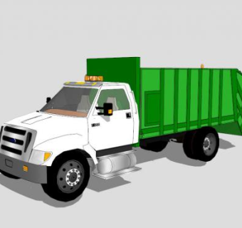 工程车辆绿色垃圾车SU模型下载_sketchup草图大师SKP模型