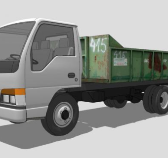工程车辆绿色货车SU模型下载_sketchup草图大师SKP模型