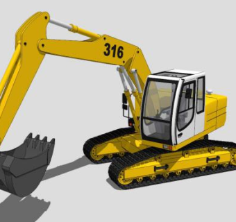 工程车辆挖掘机SU模型下载_sketchup草图大师SKP模型