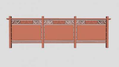 中式民族风宣传栏广告牌SU模型下载_sketchup草图大师SKP模型