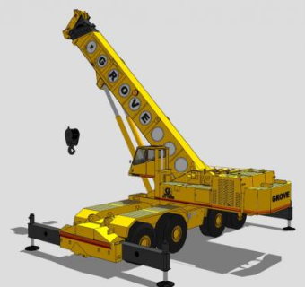 工程车吊机SU模型下载_sketchup草图大师SKP模型