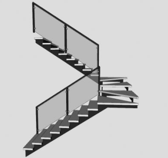 室内玻璃扶手楼梯SU模型下载_sketchup草图大师SKP模型