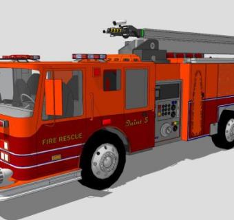 工程车橙色消防车SU模型下载_sketchup草图大师SKP模型