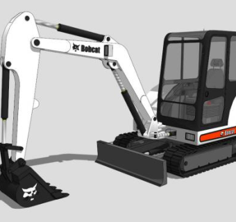 工程车白色挖掘机SU模型下载_sketchup草图大师SKP模型