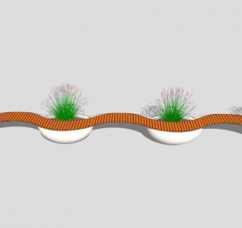 户外景观座椅坐凳S形状SU模型下载_sketchup草图大师SKP模型