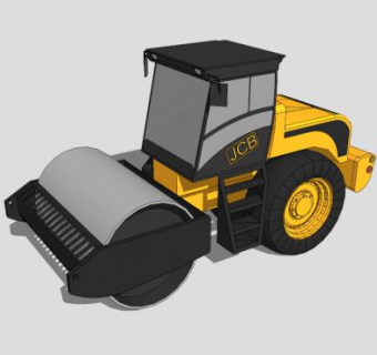 工程车黑色压路机SU模型下载_sketchup草图大师SKP模型