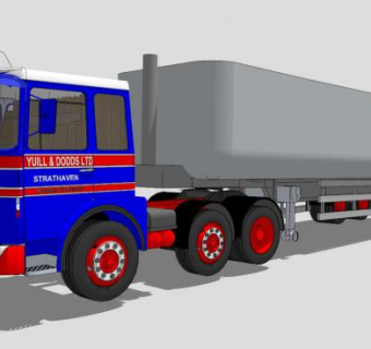 蓝色工程车YUILL ＆ DODDS LTD重型运输车辆SU模型下载_sketchup草图大师SKP模型