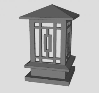 中式地灯庭院灯SU模型下载_sketchup草图大师SKP模型