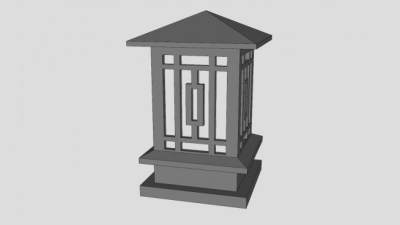 中式地灯庭院灯SU模型下载_sketchup草图大师SKP模型