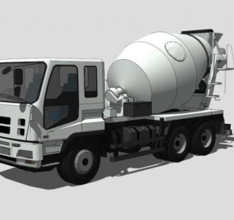 工程车白色水泥车SU模型下载_sketchup草图大师SKP模型