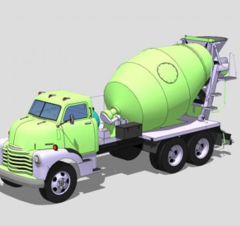 工程车绿色水泥车SU模型下载_sketchup草图大师SKP模型