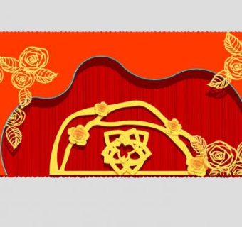 中式婚礼背景墙SU模型下载_sketchup草图大师SKP模型