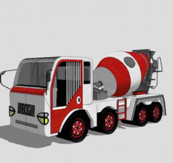 工程车辆水泥车SU模型下载_sketchup草图大师SKP模型