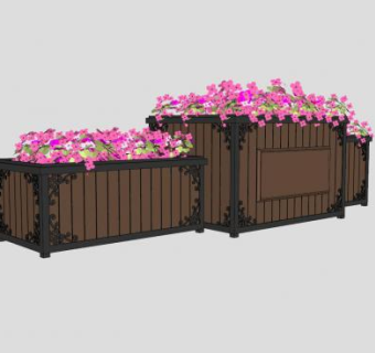 商业组件木制花箱SU模型下载_sketchup草图大师SKP模型