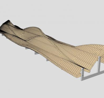 异形结构户外长椅座椅SU模型下载_sketchup草图大师SKP模型