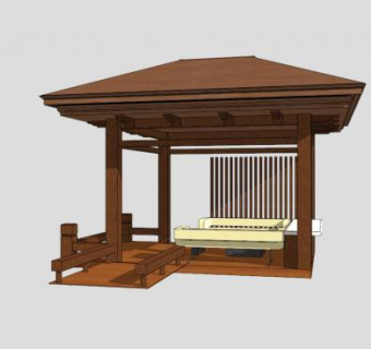 东南亚木材亭子SU模型下载_sketchup草图大师SKP模型