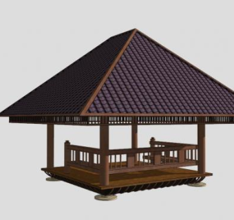 东南亚风格景观亭四角亭SU模型下载_sketchup草图大师SKP模型