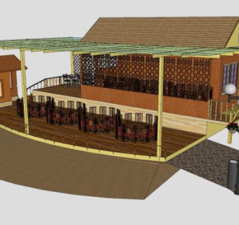 农家乐餐馆SU模型下载_sketchup草图大师SKP模型