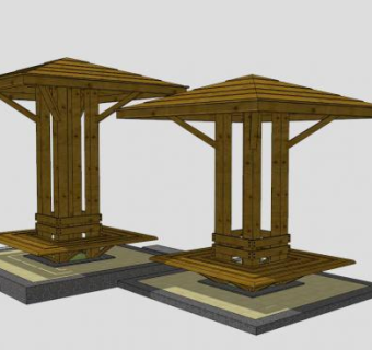 现代园林景观亭SU模型下载_sketchup草图大师SKP模型