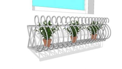 挂墙花架SU模型下载_sketchup草图大师SKP模型