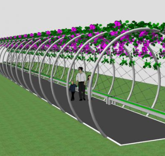 圆圈花廊架花架SU模型下载_sketchup草图大师SKP模型