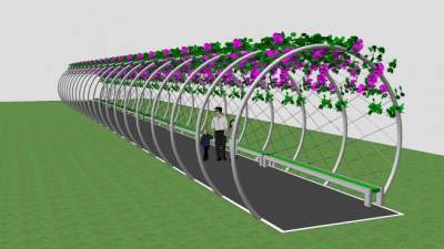 圆圈花廊架花架SU模型下载_sketchup草图大师SKP模型