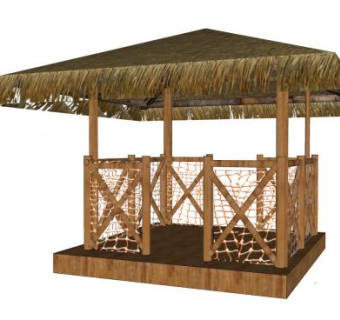 梭草四角亭SU模型下载_sketchup草图大师SKP模型