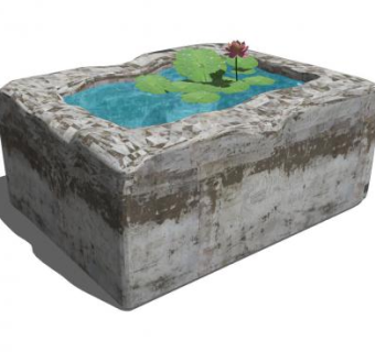 莲花池园艺小品SU模型下载_sketchup草图大师SKP模型