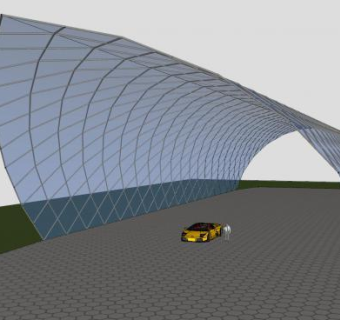 异形结构玻璃挡棚SU模型下载_sketchup草图大师SKP模型