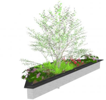 三角形小花坛花圃花池SU模型下载_sketchup草图大师SKP模型