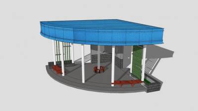 中式半亭亭子SU模型下载_sketchup草图大师SKP模型