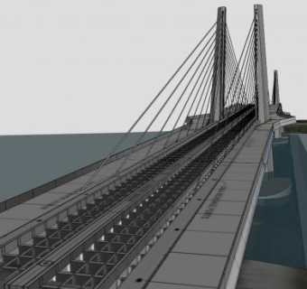 跨江大桥桥梁SU模型下载_sketchup草图大师SKP模型